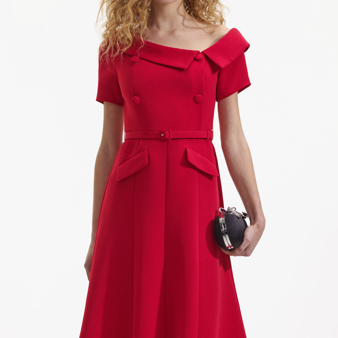 SP Red Tailored Crepe Midi Dress