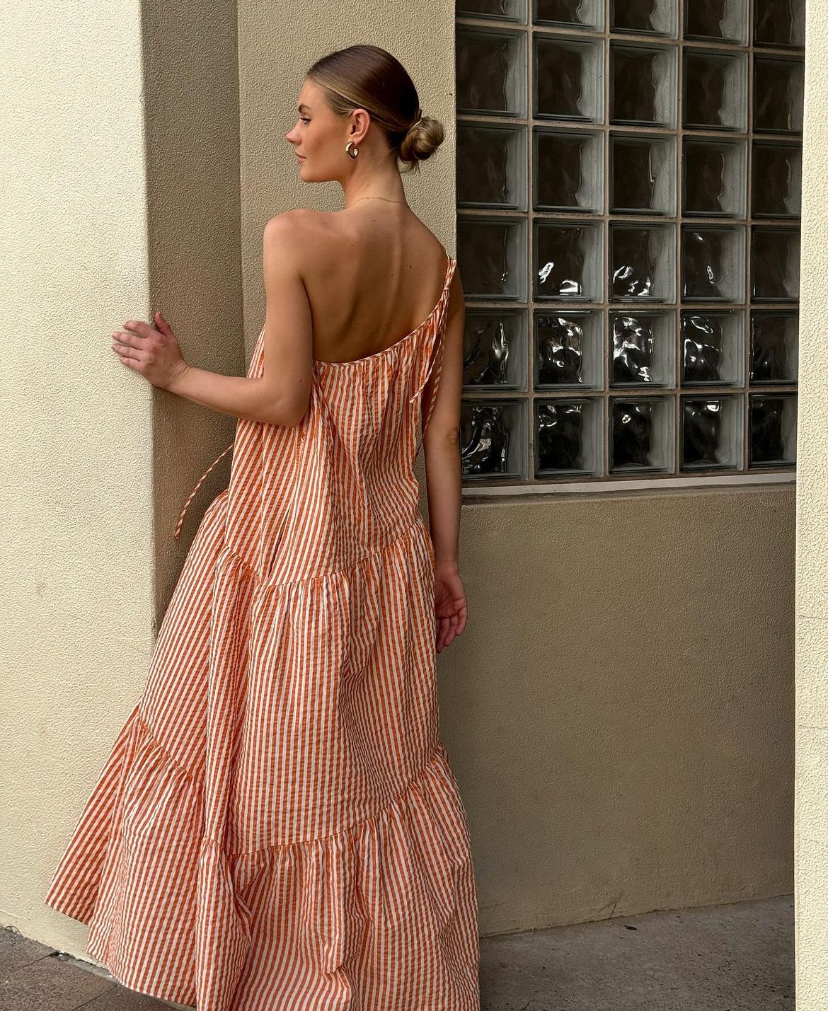 SJ Hele One Shoulder Tiered Maxi Dress