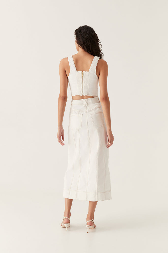 Aj Farley Denim Midi Skirt