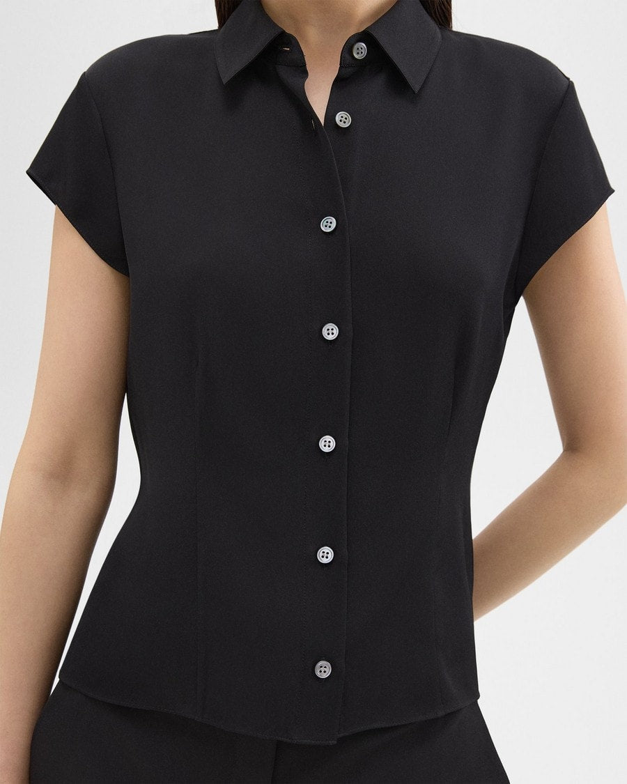 Thry Cap Sleeve Shirt in Silk Georgette