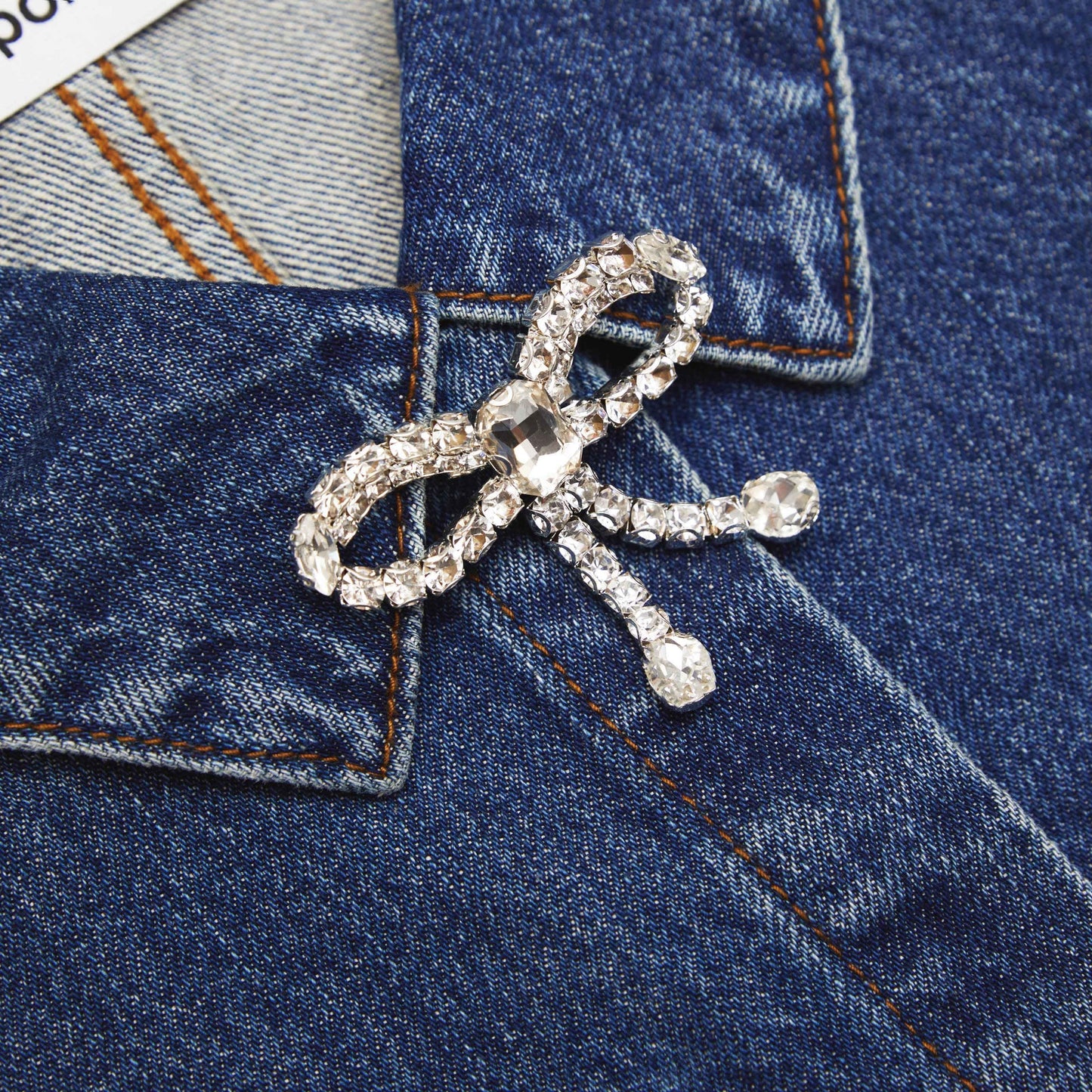 SP Diamanté Bow Denim Top & Mini Skirt Set