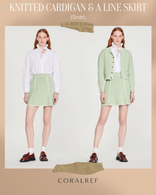 Sndr Knitted Cardigan & A Line Mini Skirt Set