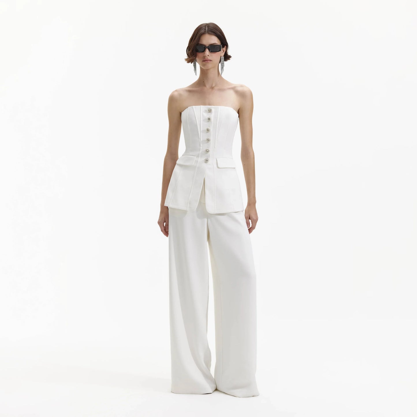 SP White Bandeau Crepe Jumpsuit