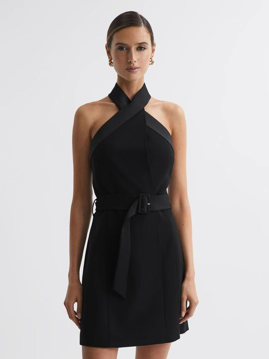 Rss Black Halter Mini Dress