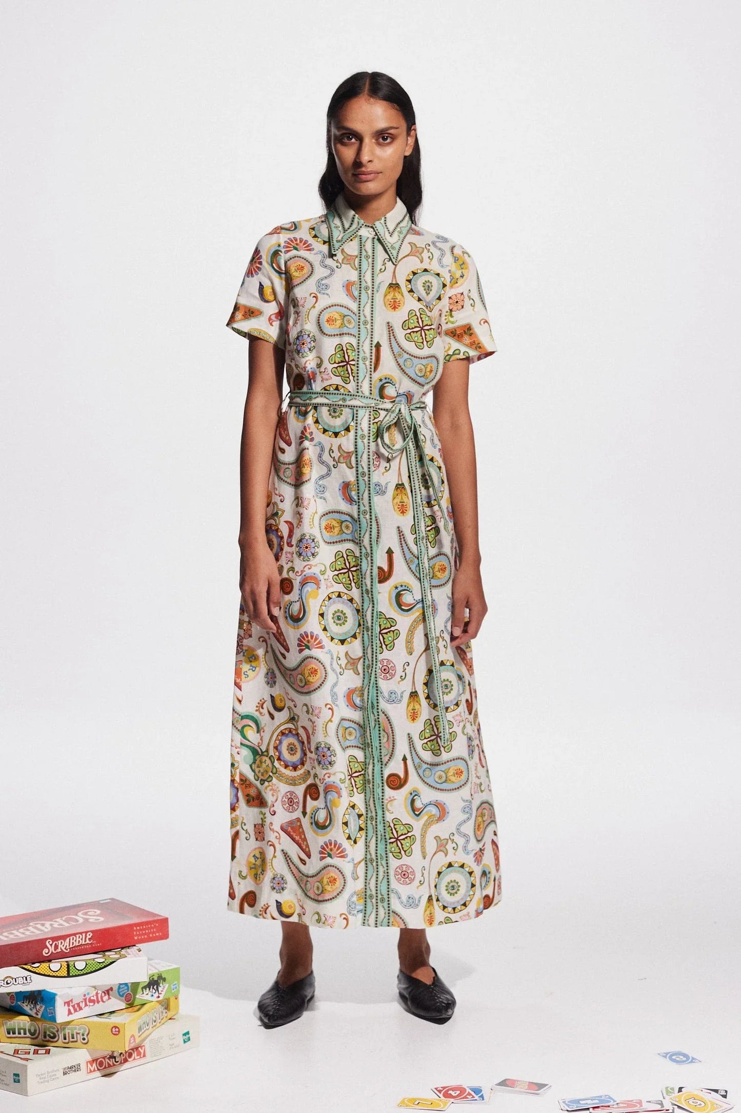 Alms Arcade Linen Midi Shirt Dress