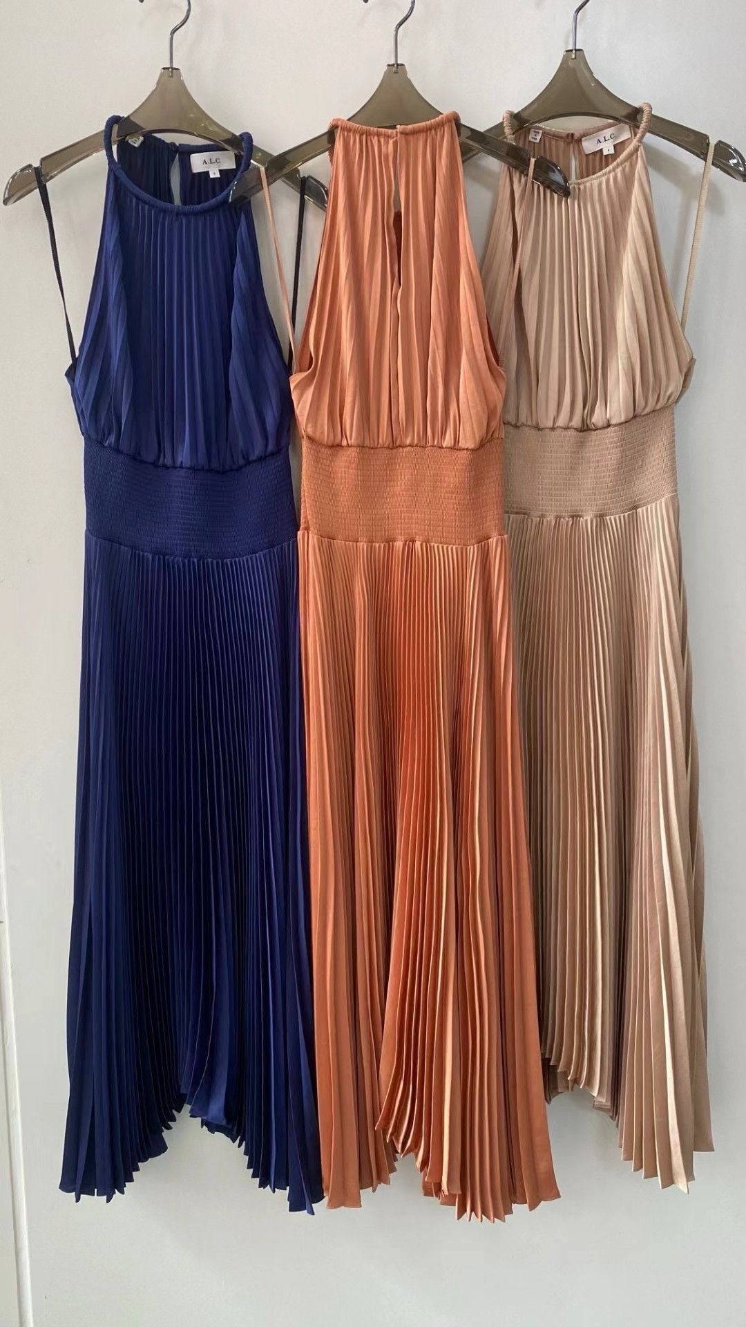 ALC Renzo II Satin Pleated Midi Dress