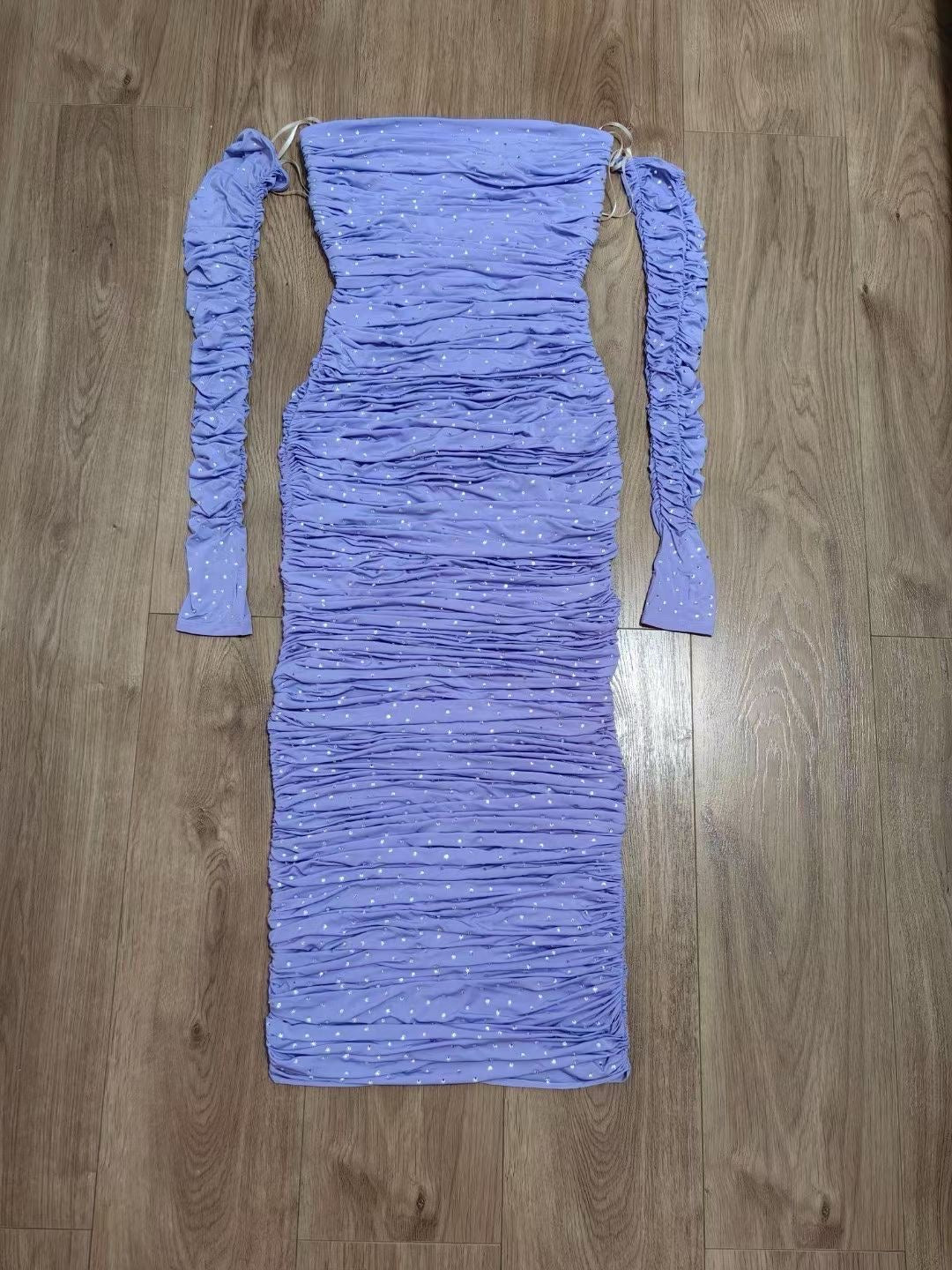 AP Crystal Ruched Jersey Gown