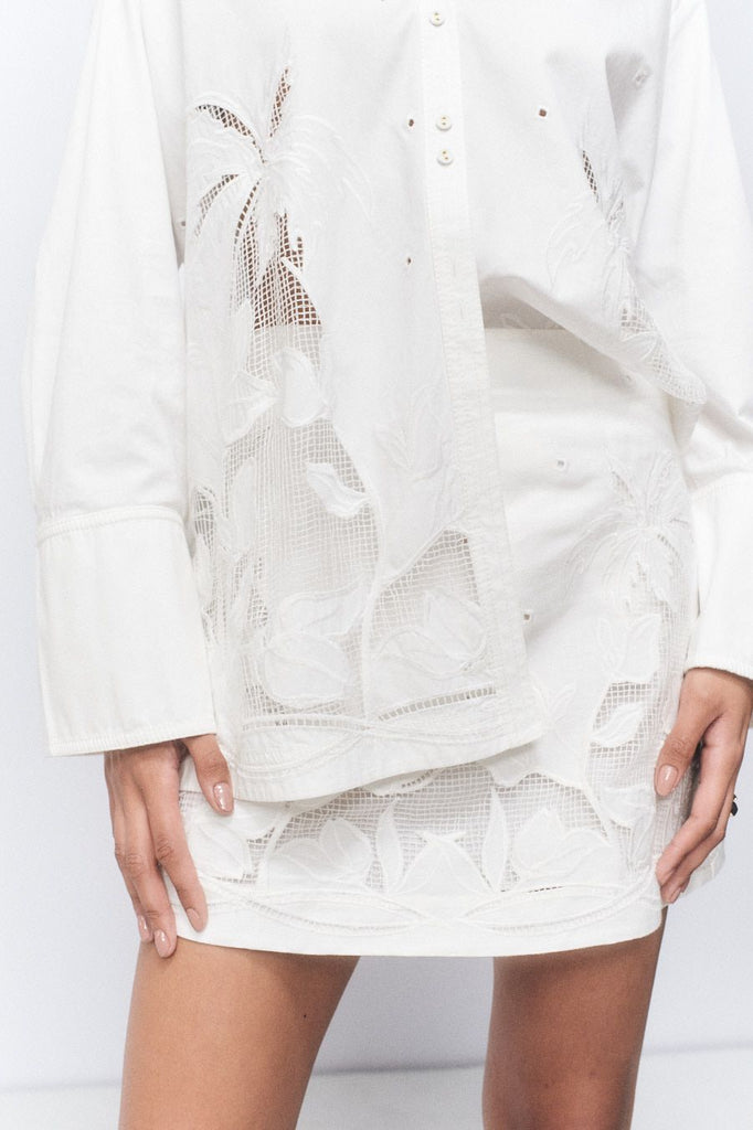 Aj Agua Embroidered Mini Skirt
