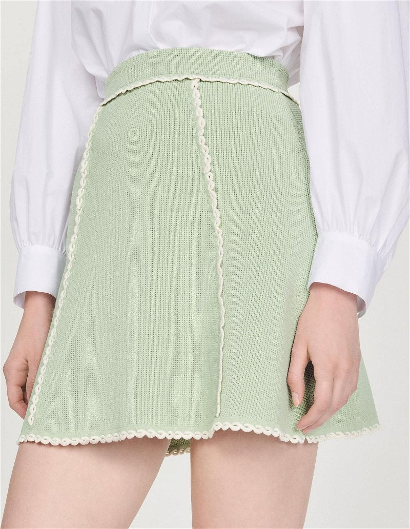 Sndr Knitted Cardigan & A Line Mini Skirt Set