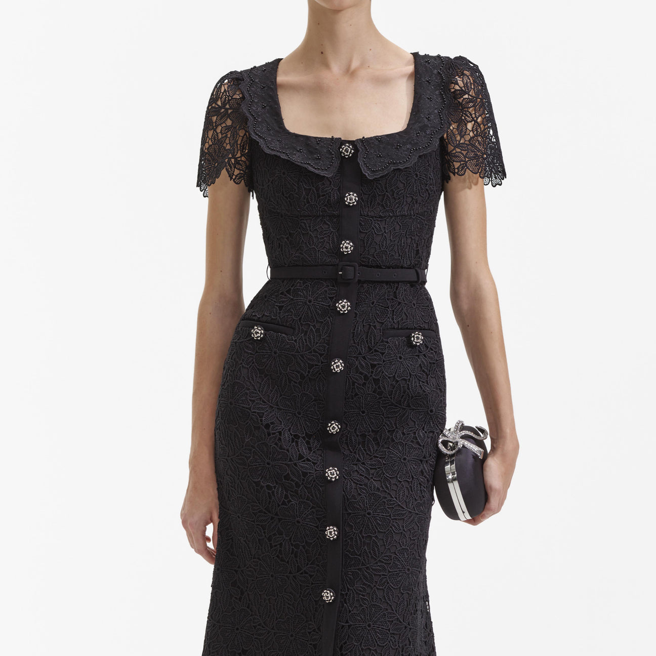 SP Guipure Lace Button Midi Dress