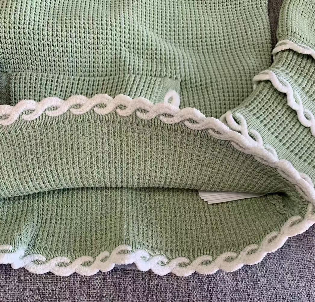 Sndr Knitted Cardigan & A Line Mini Skirt Set