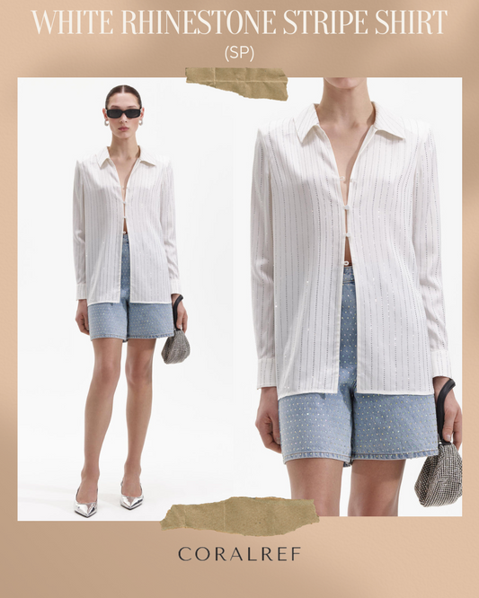 SP White Rhinestone Stripe Shirt