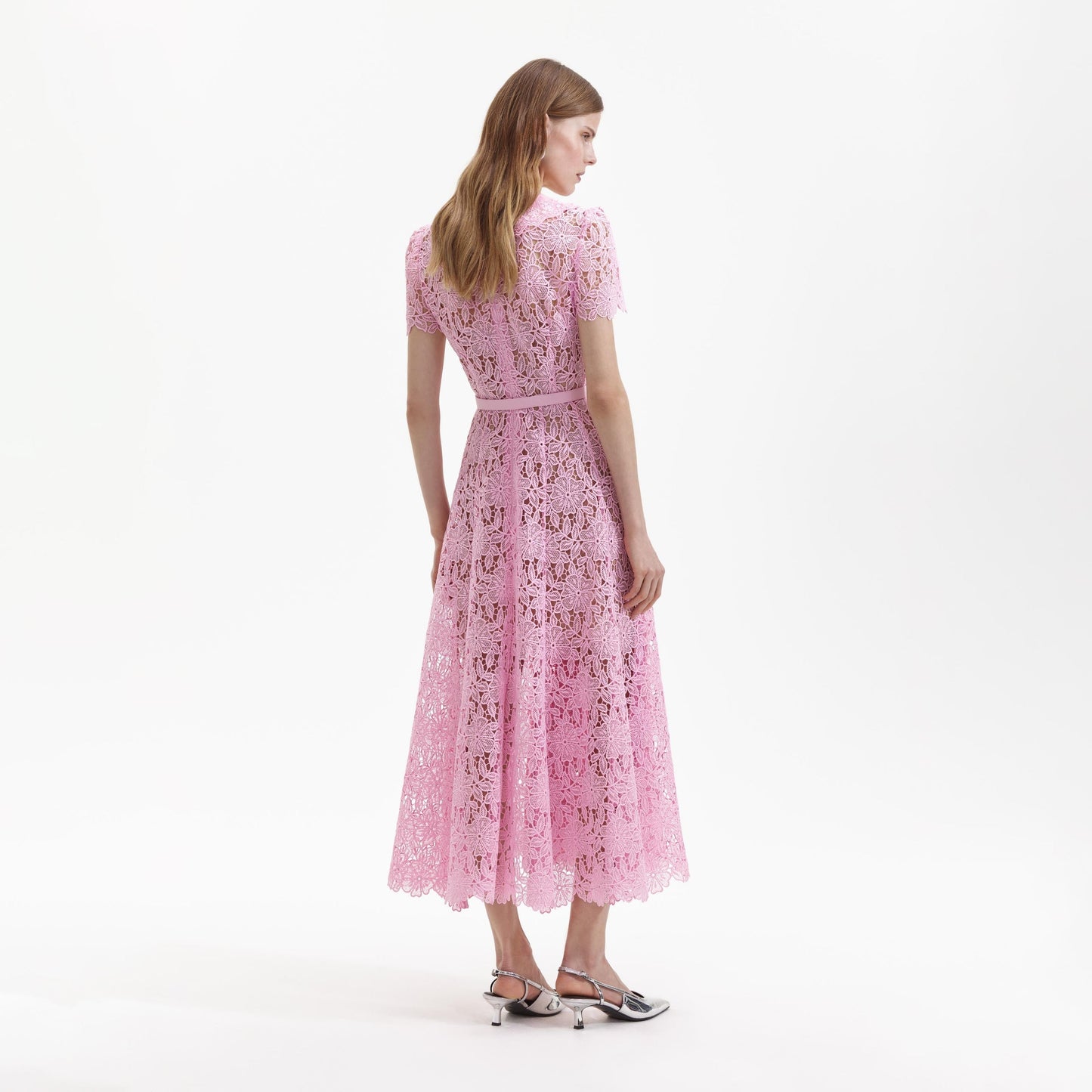 SP Pink Guipure Midi Dress