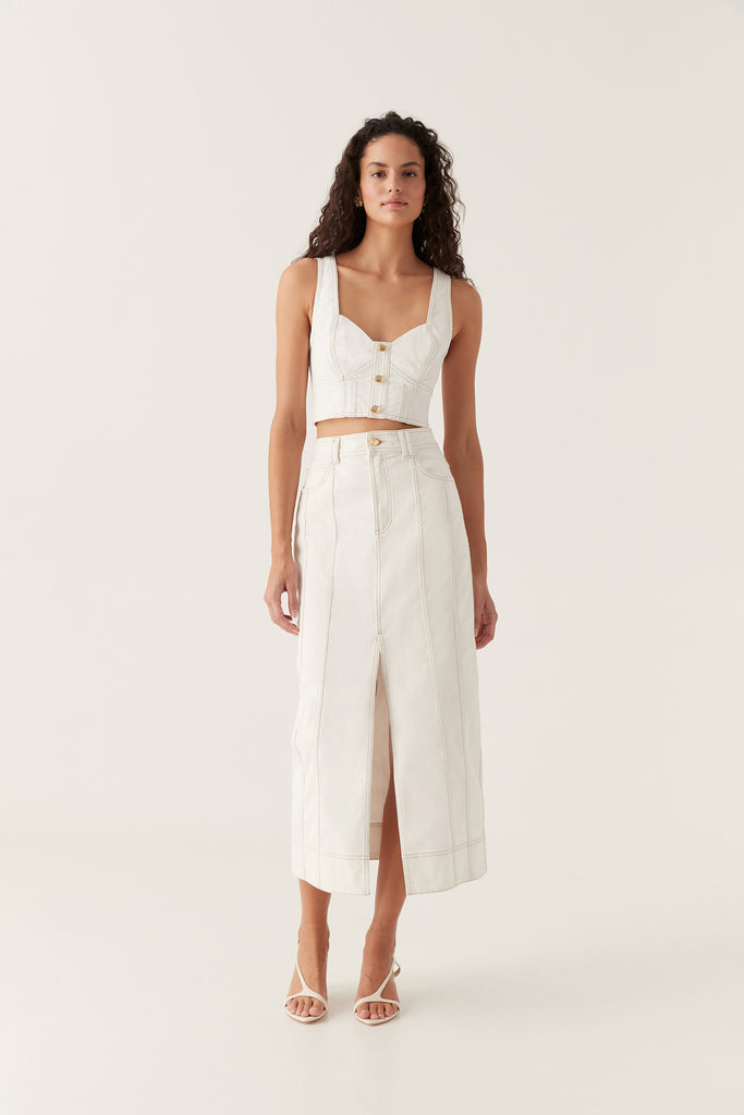 Aj Farley Denim Midi Skirt