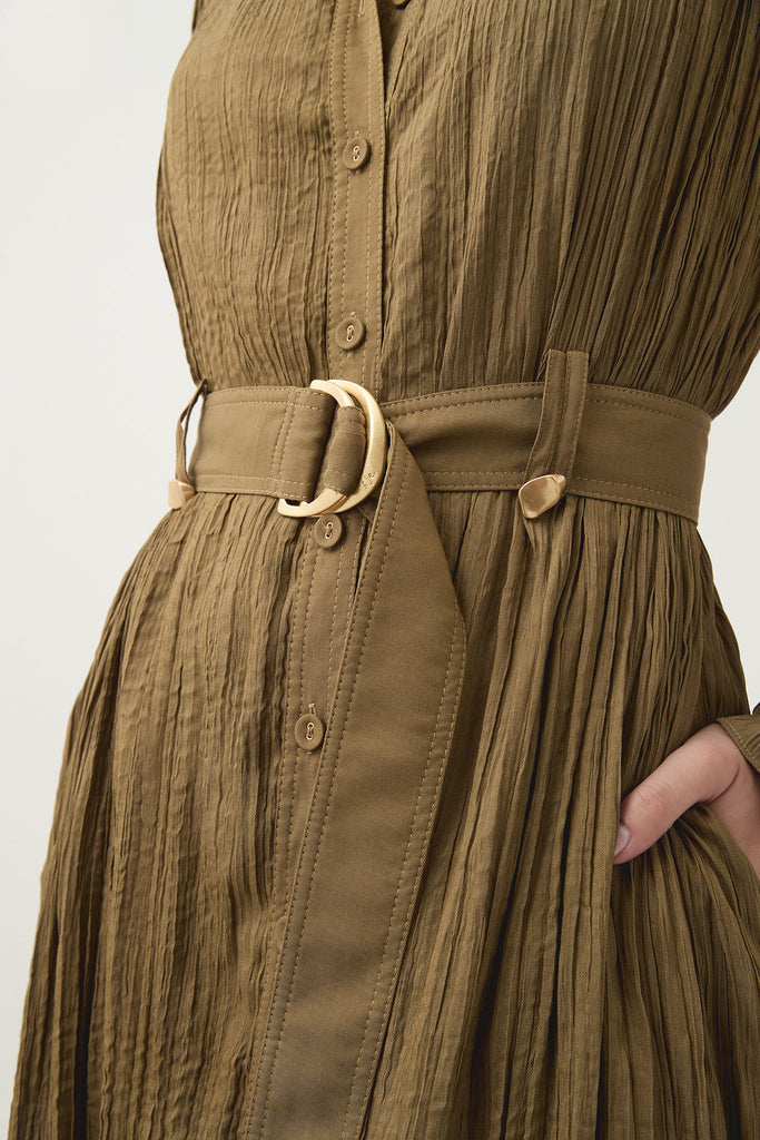 Aj Bays Crushed Pleat Midi Dress