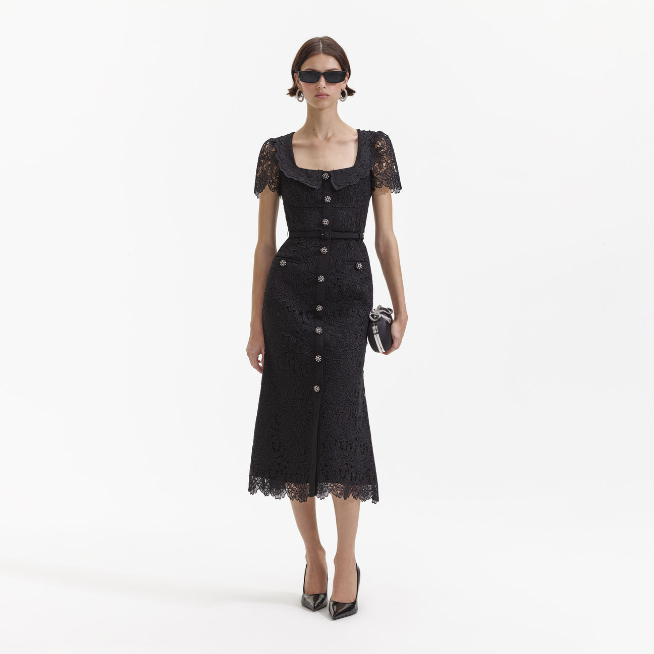 SP Guipure Lace Button Midi Dress