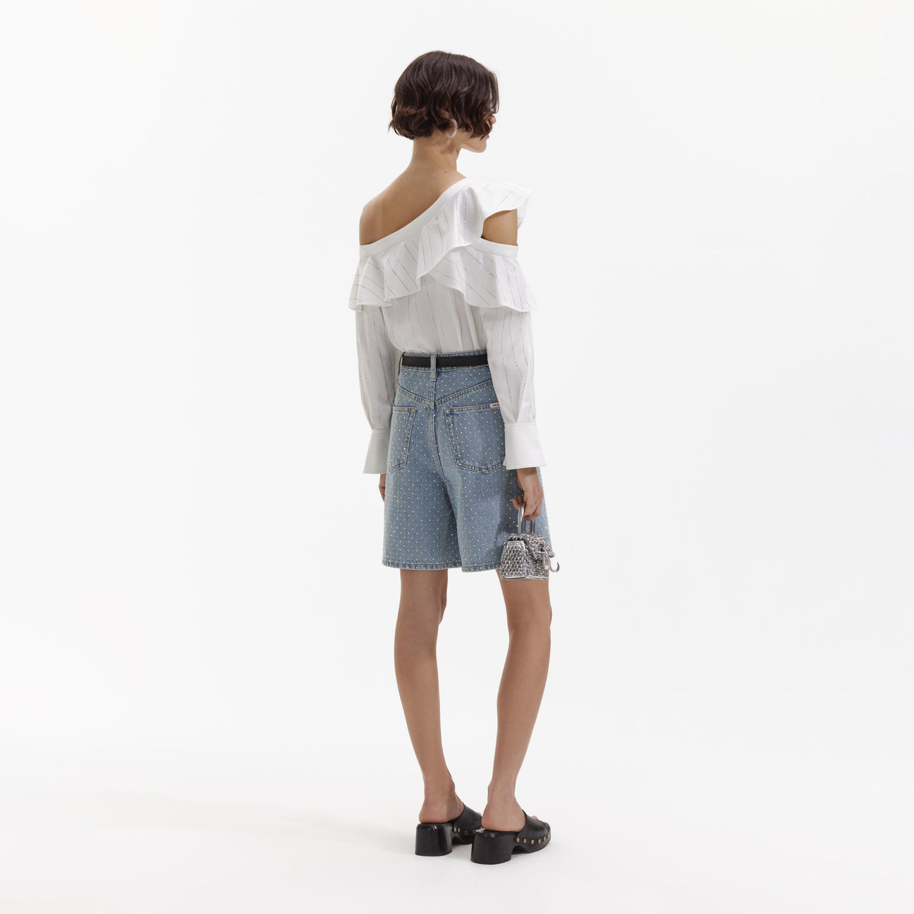 SP White Rhinestone Stripe Top