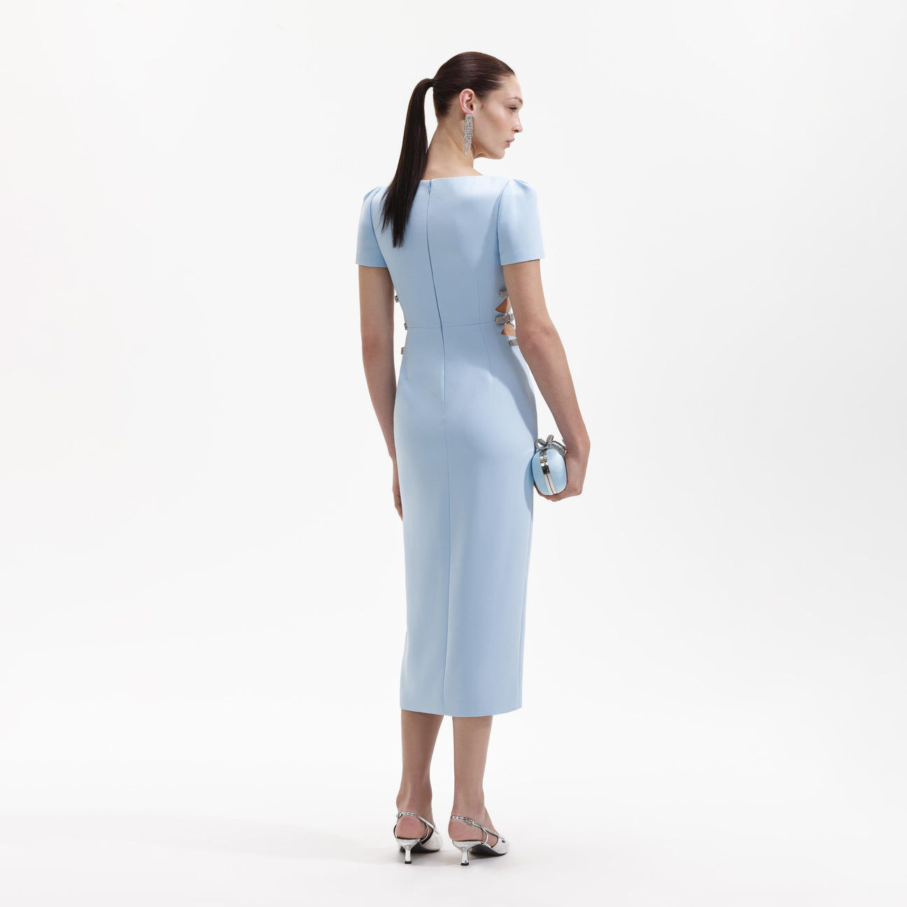 SP Blue Crepe Split Midi Dress