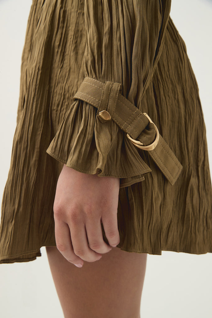 Aj Bays Crushed Pleat Mini Dress