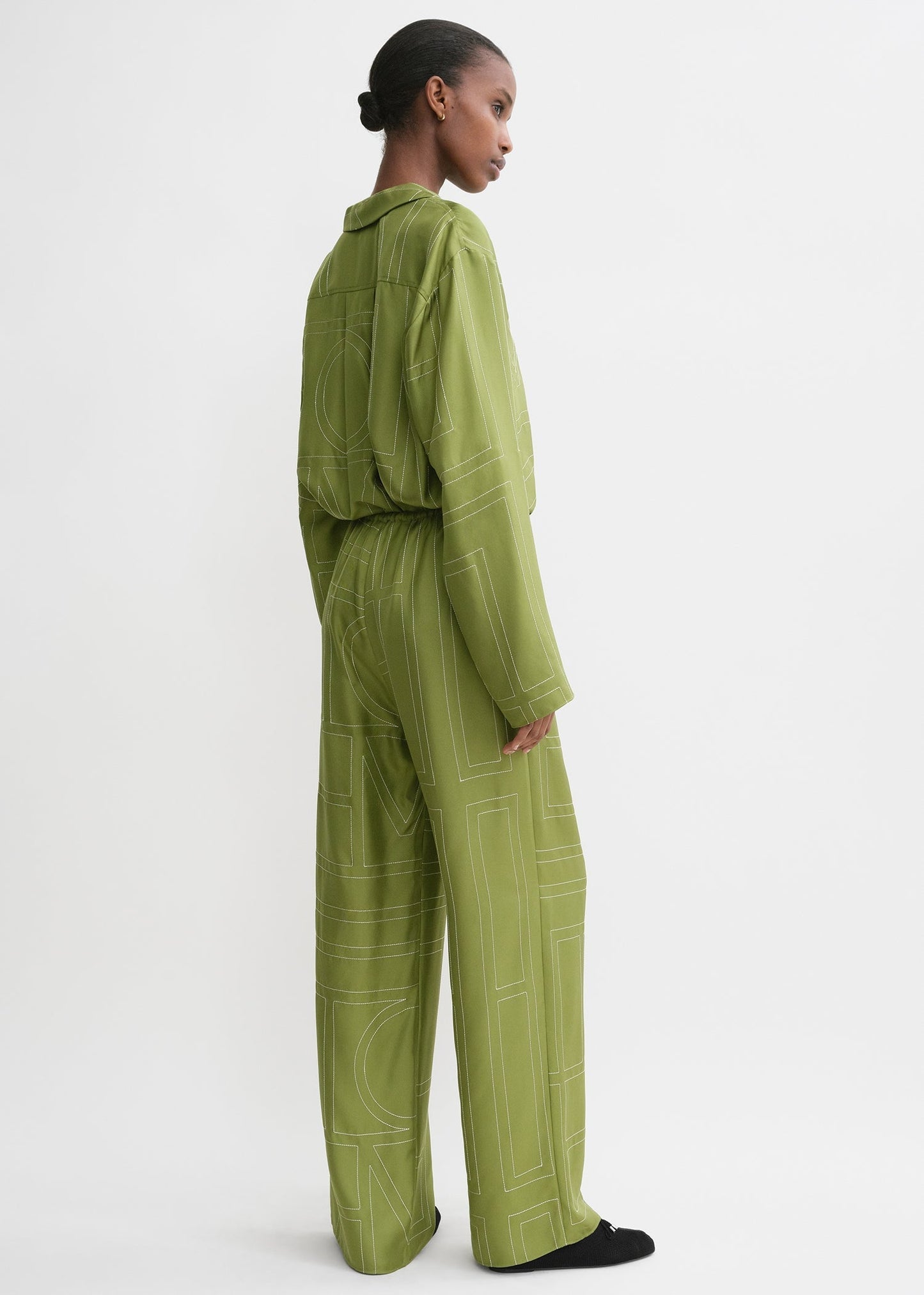 Ttm Monogram Silk Shirt, Pants & Shorts Set