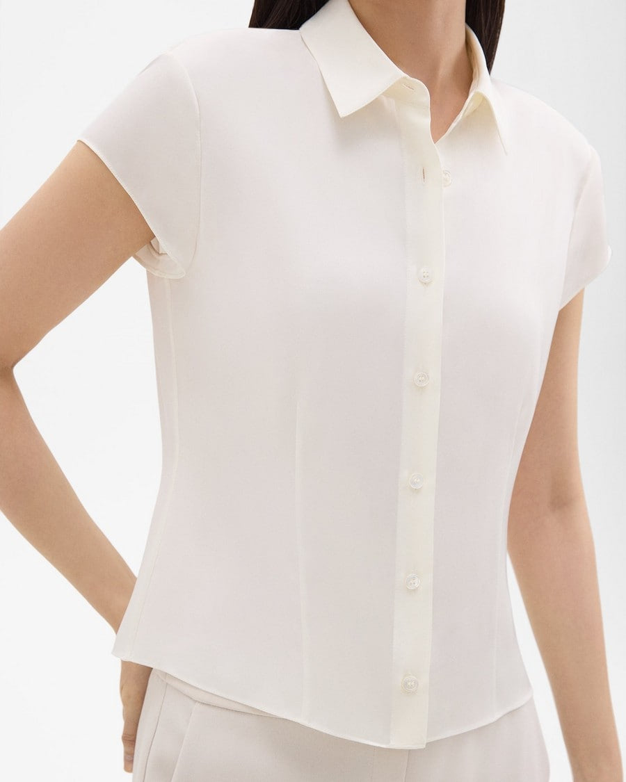 Thry Cap Sleeve Shirt in Silk Georgette