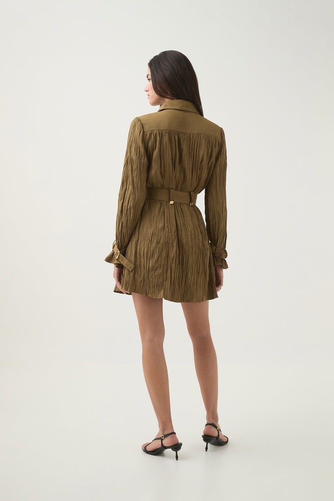 Aj Bays Crushed Pleat Mini Dress