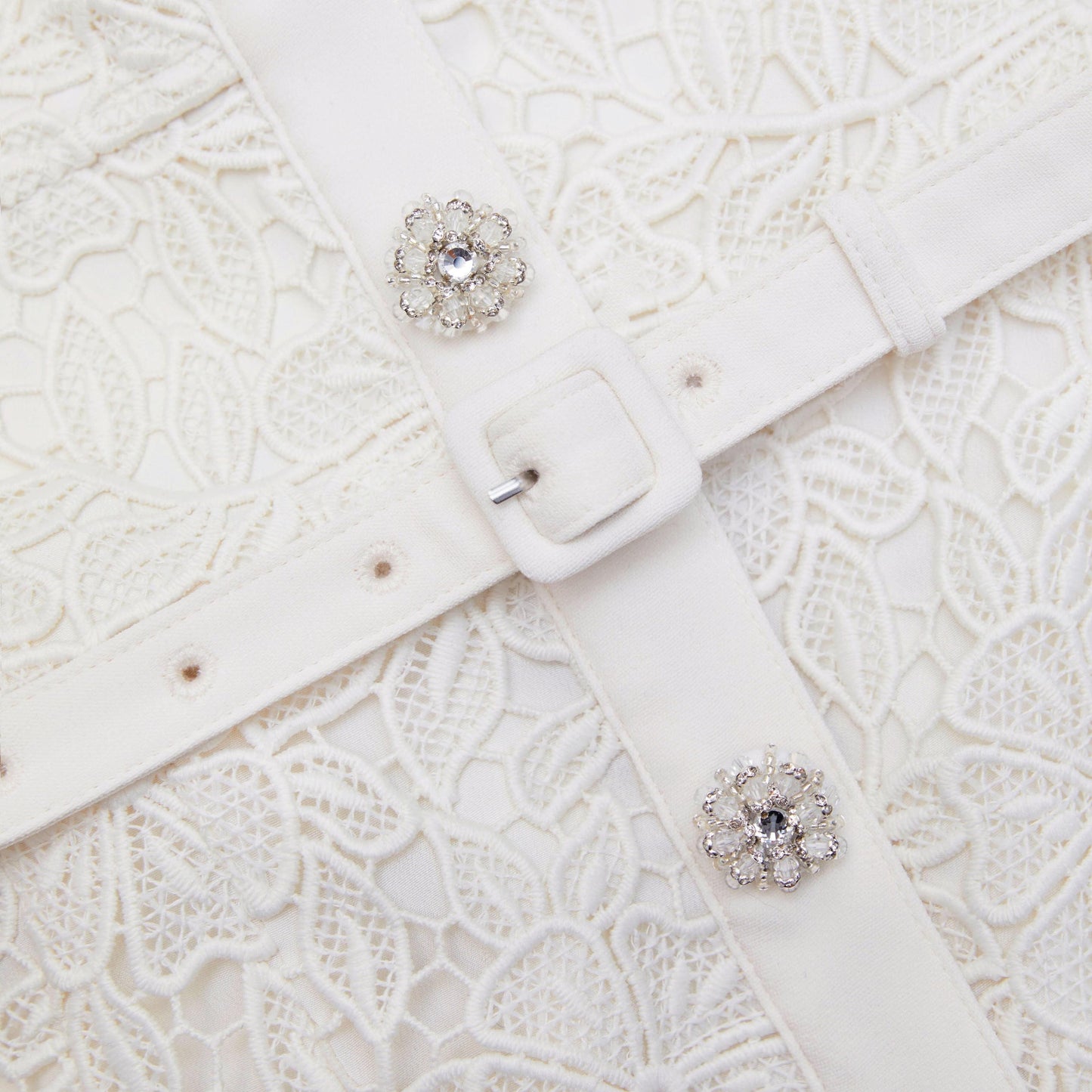 SP Guipure Lace Button Mini Dress