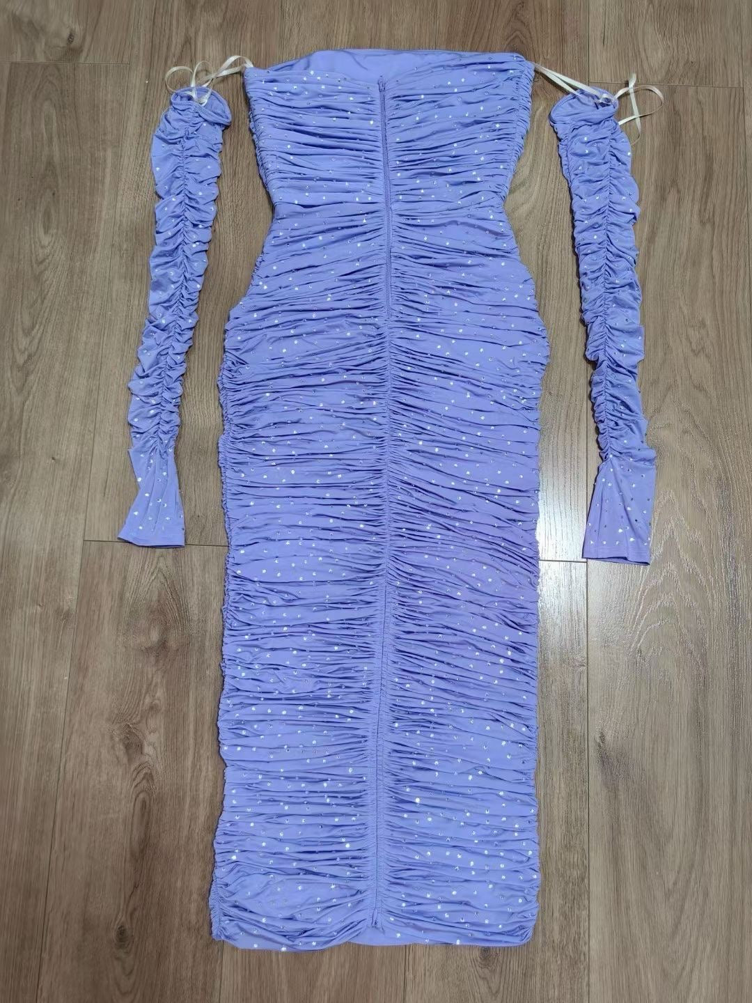 AP Crystal Ruched Jersey Gown