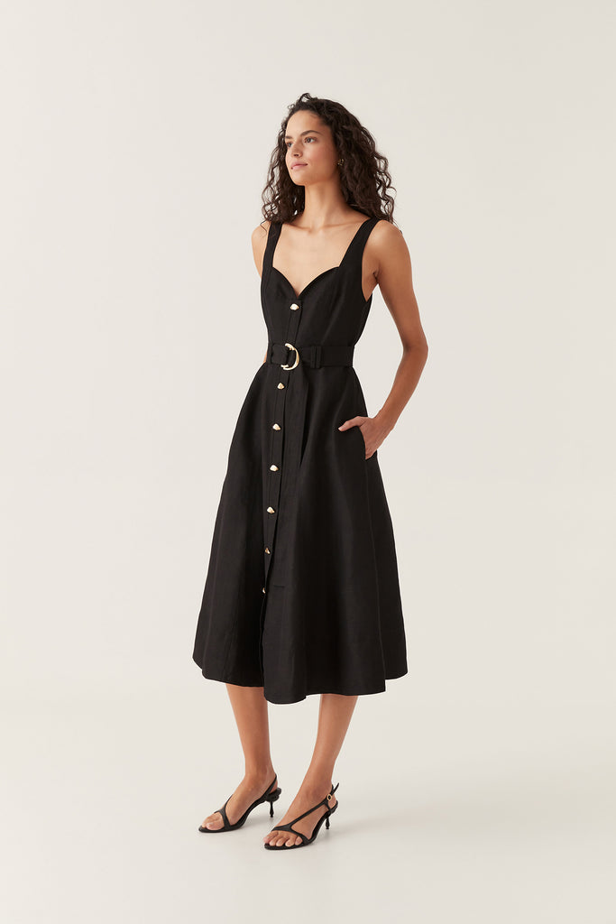 Aj Clay Belted Midi Dress