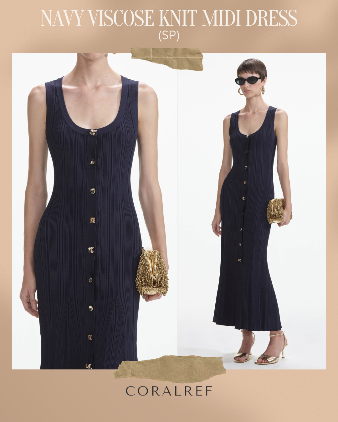 SP Navy Viscose Knit Midi Dress