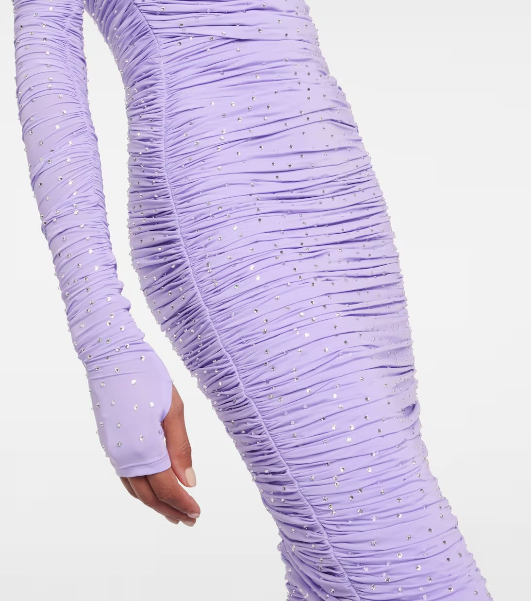 AP Crystal Ruched Jersey Gown