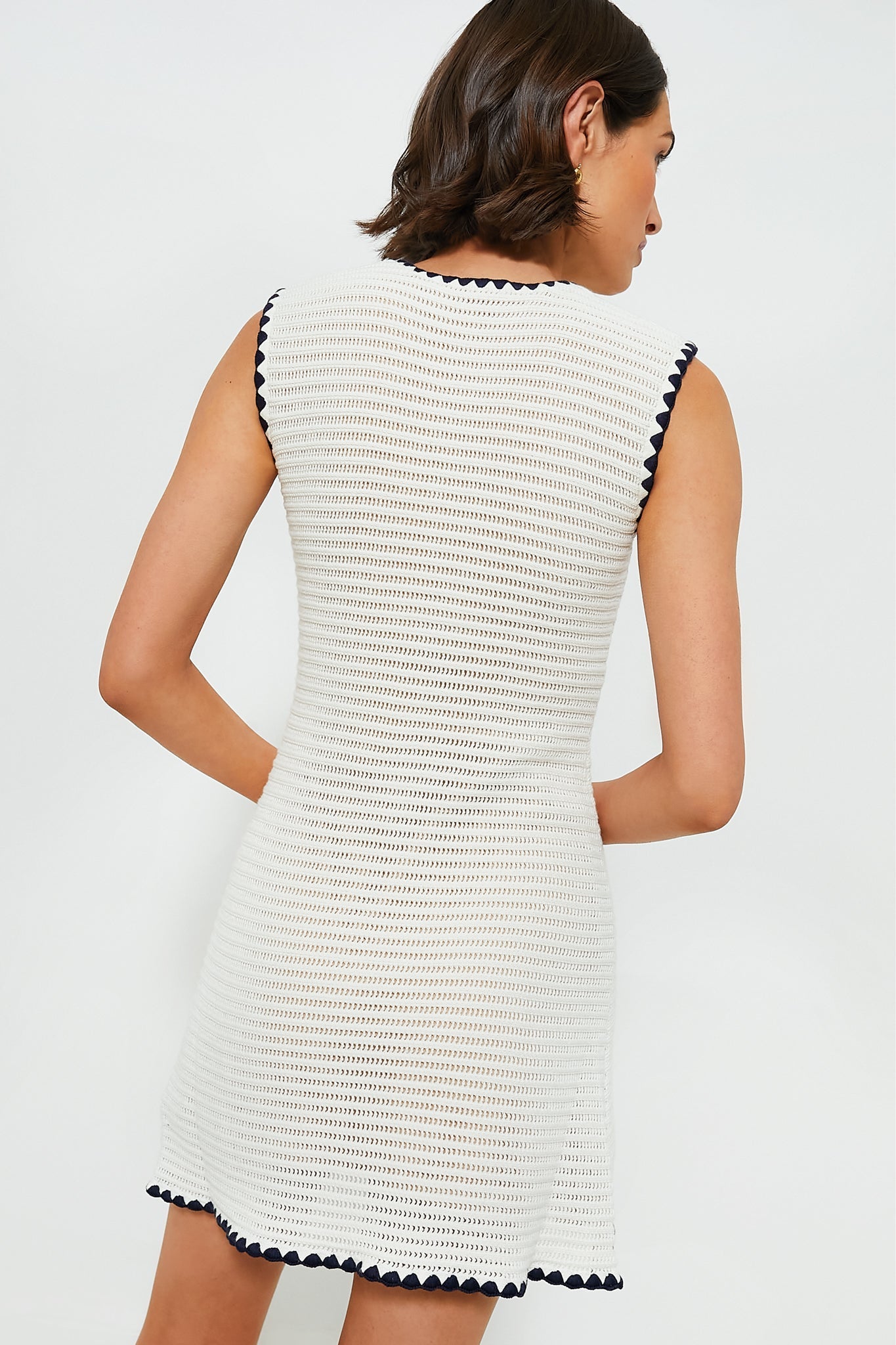 SP Cream Crochet Contrast Trim Mini Dress