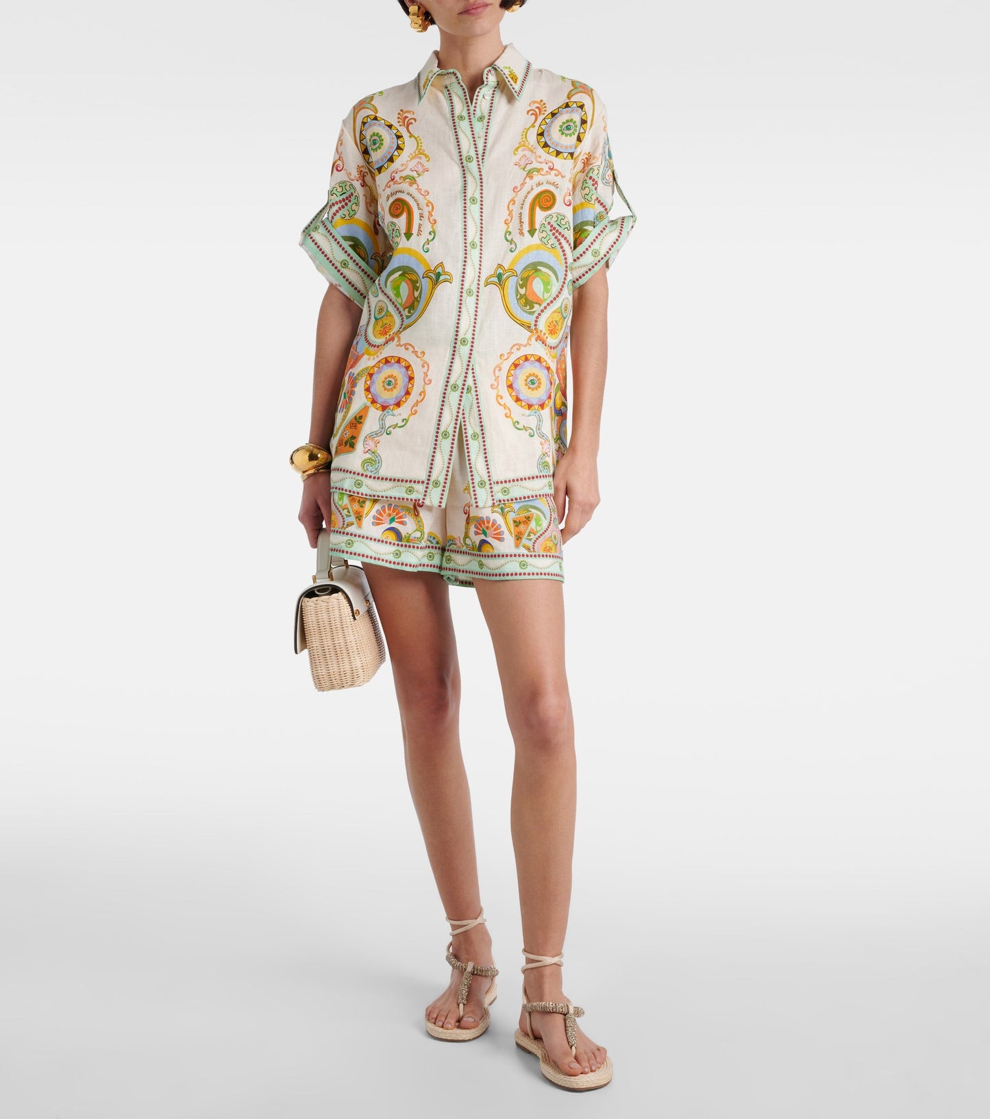 Alms Pinball Printed Linen Shirt & Shorts Set