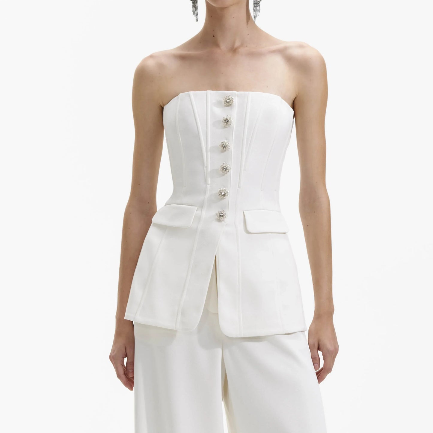 SP White Bandeau Crepe Jumpsuit