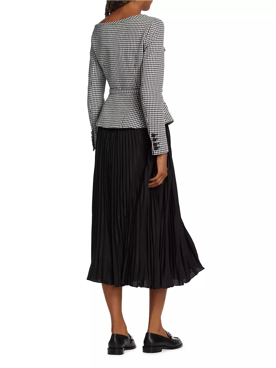 SP Houndstooth & Chiffon Midi Dress