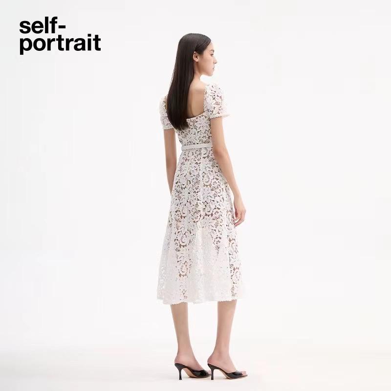 SP White Floral Lace Midi Dress