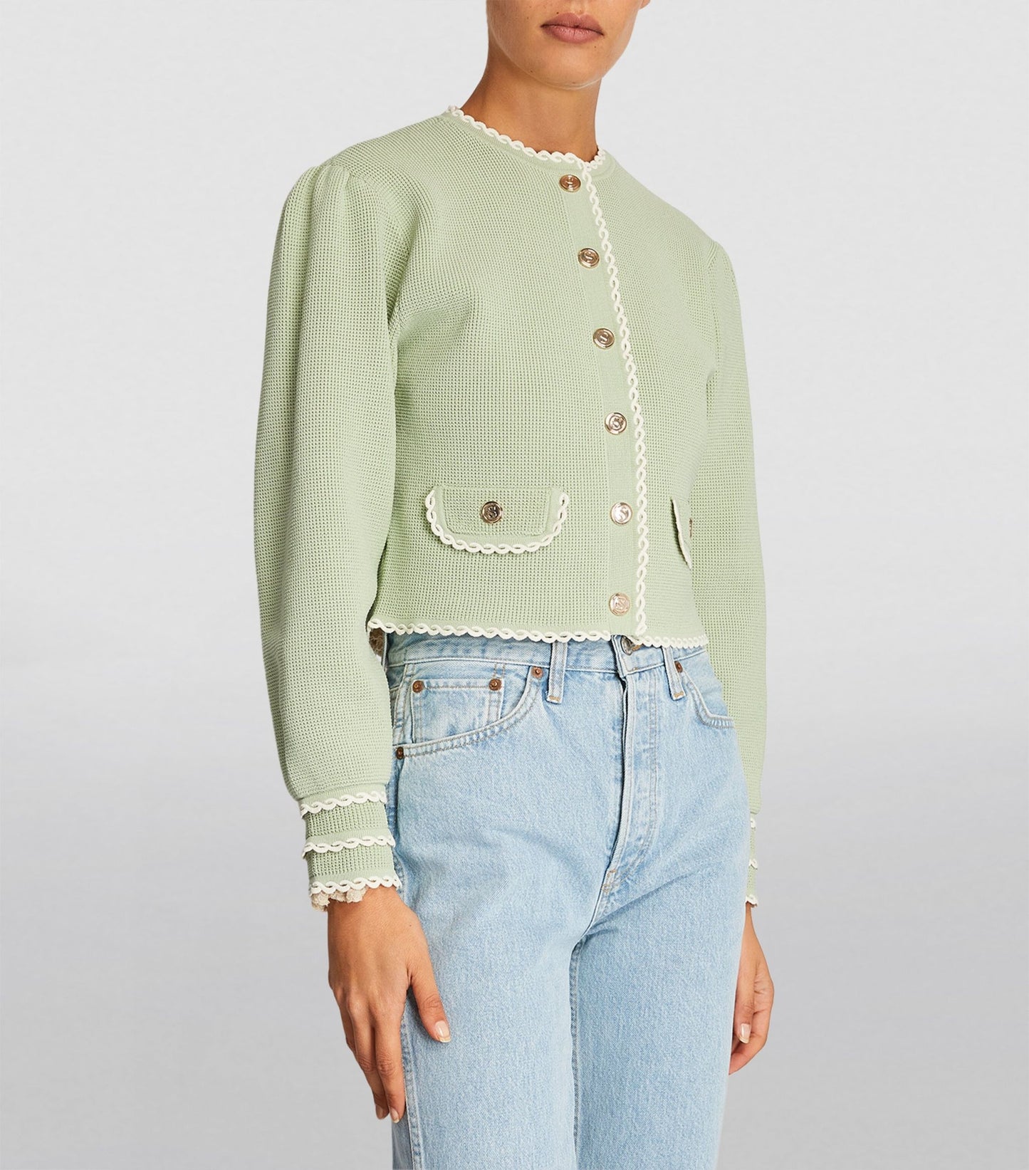 Sndr Knitted Cardigan & A Line Mini Skirt Set