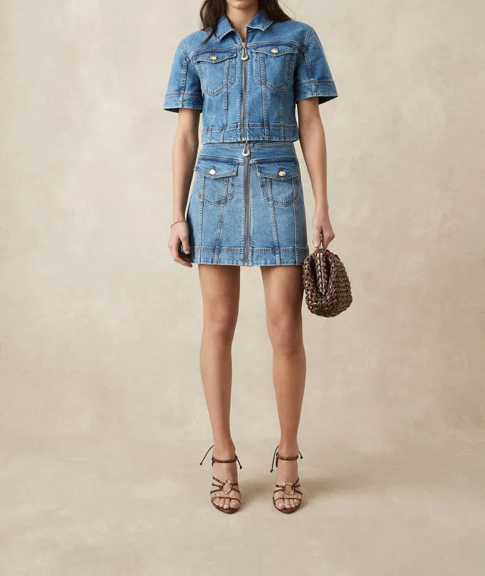Aj Melody Denim Zip Mini Skirt