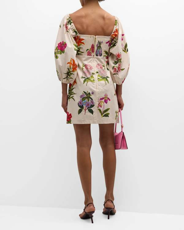 C Montauk Floral Puff Sleeve Mini Dress