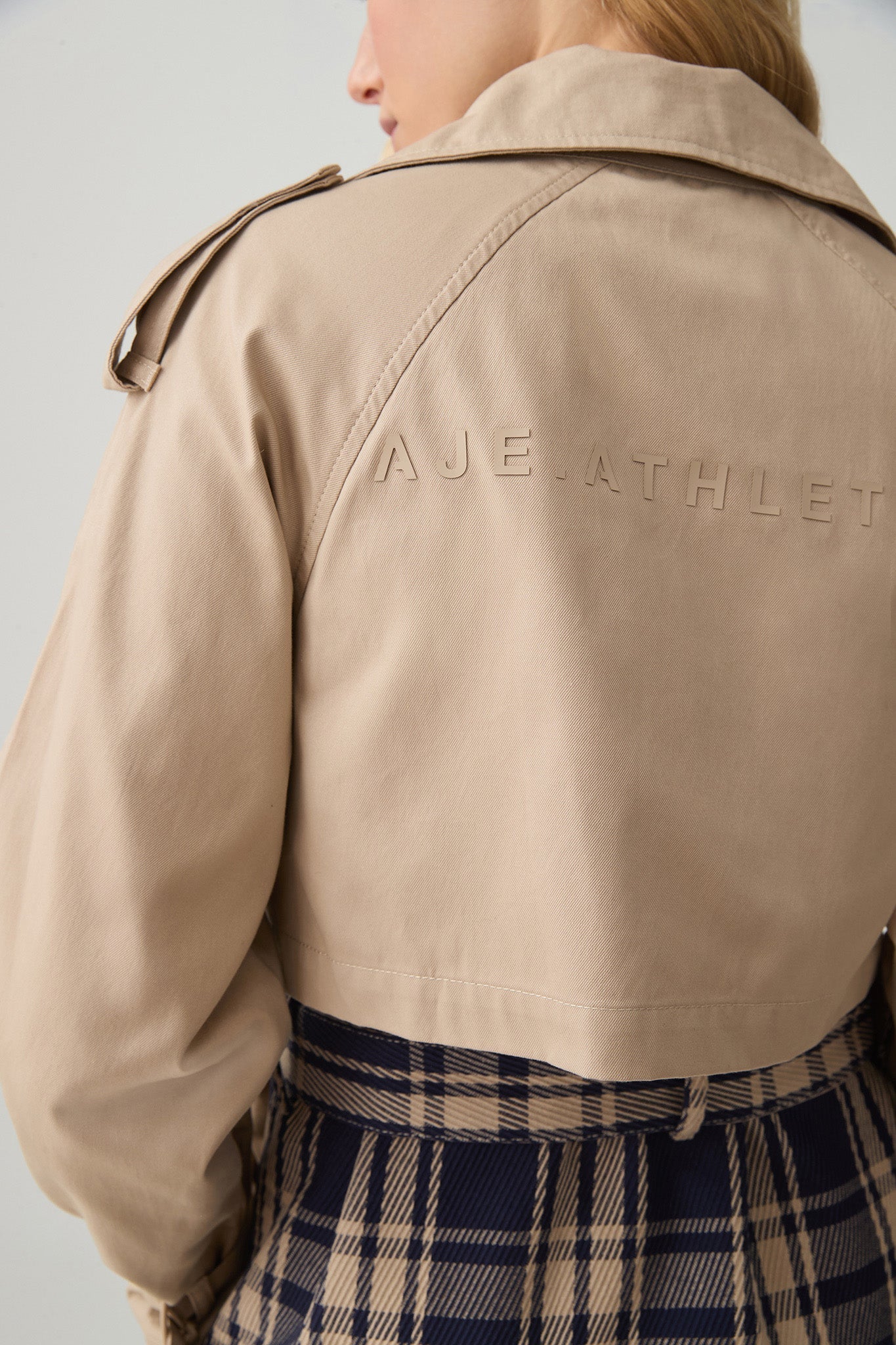 Aj Contrast Belted Trench Coat Jacket
