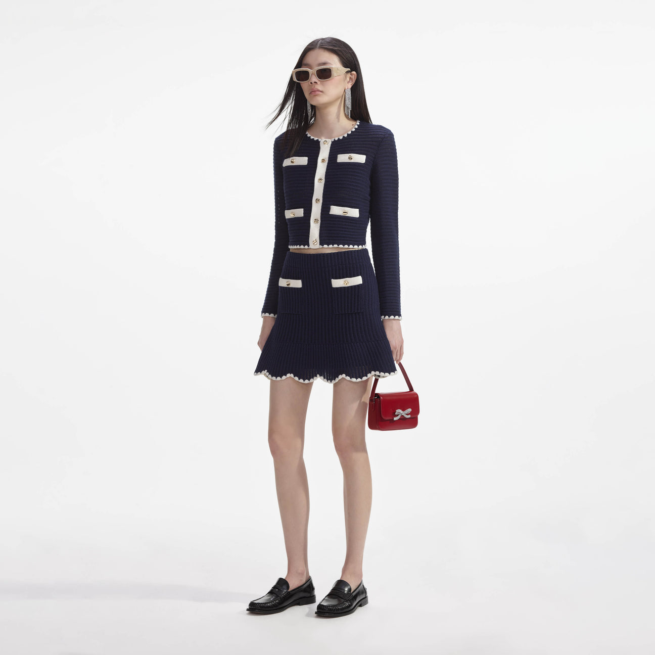 SP Crochet Trim Cardigan & Mini Skirt