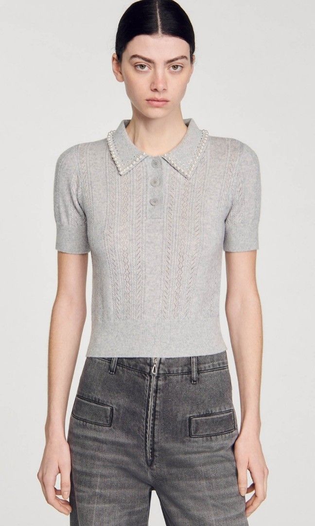 Sndr Cropped Polo Wool Cashmere Jumper top