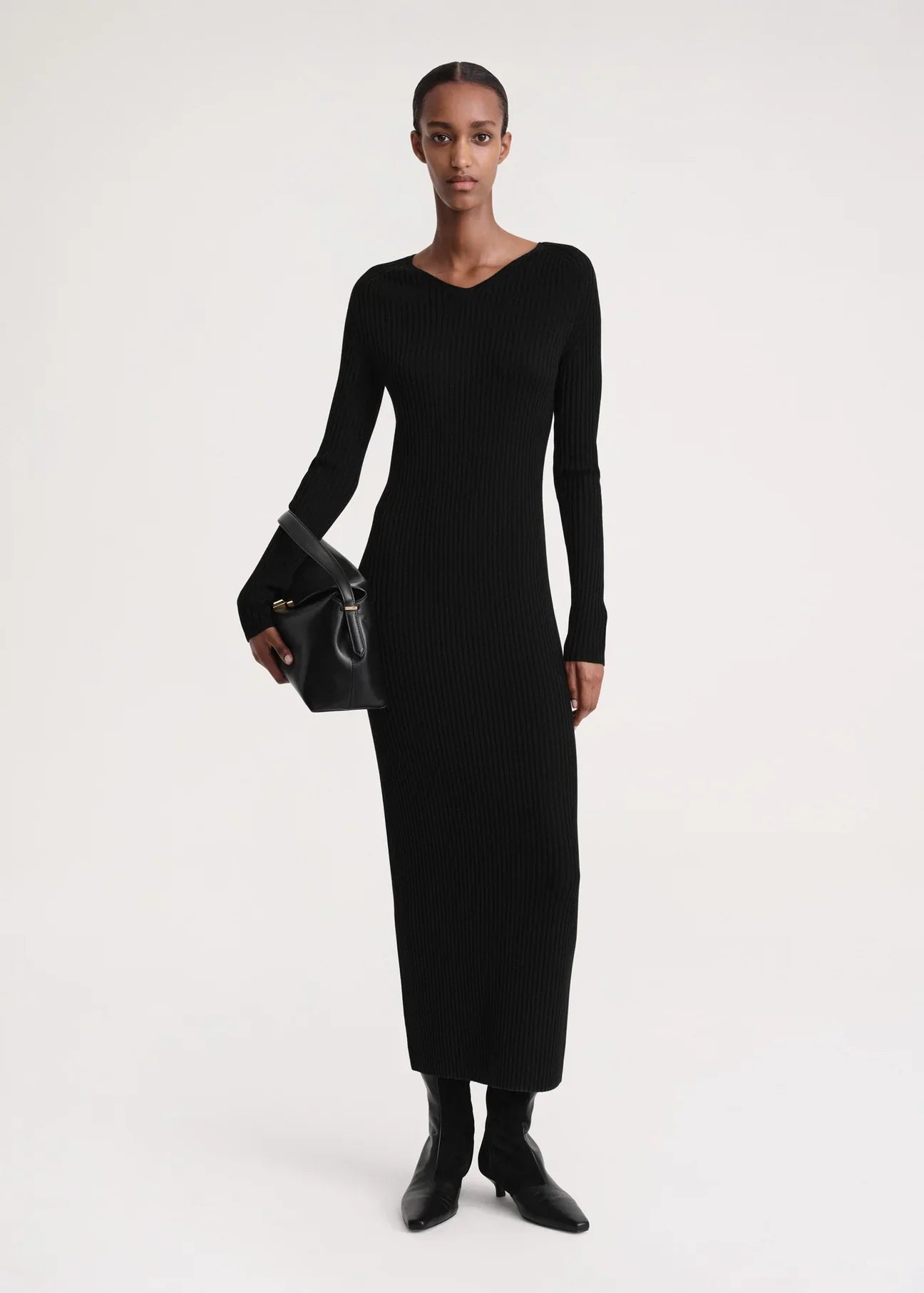 Ttm Ribbed Merino Maxi Dress