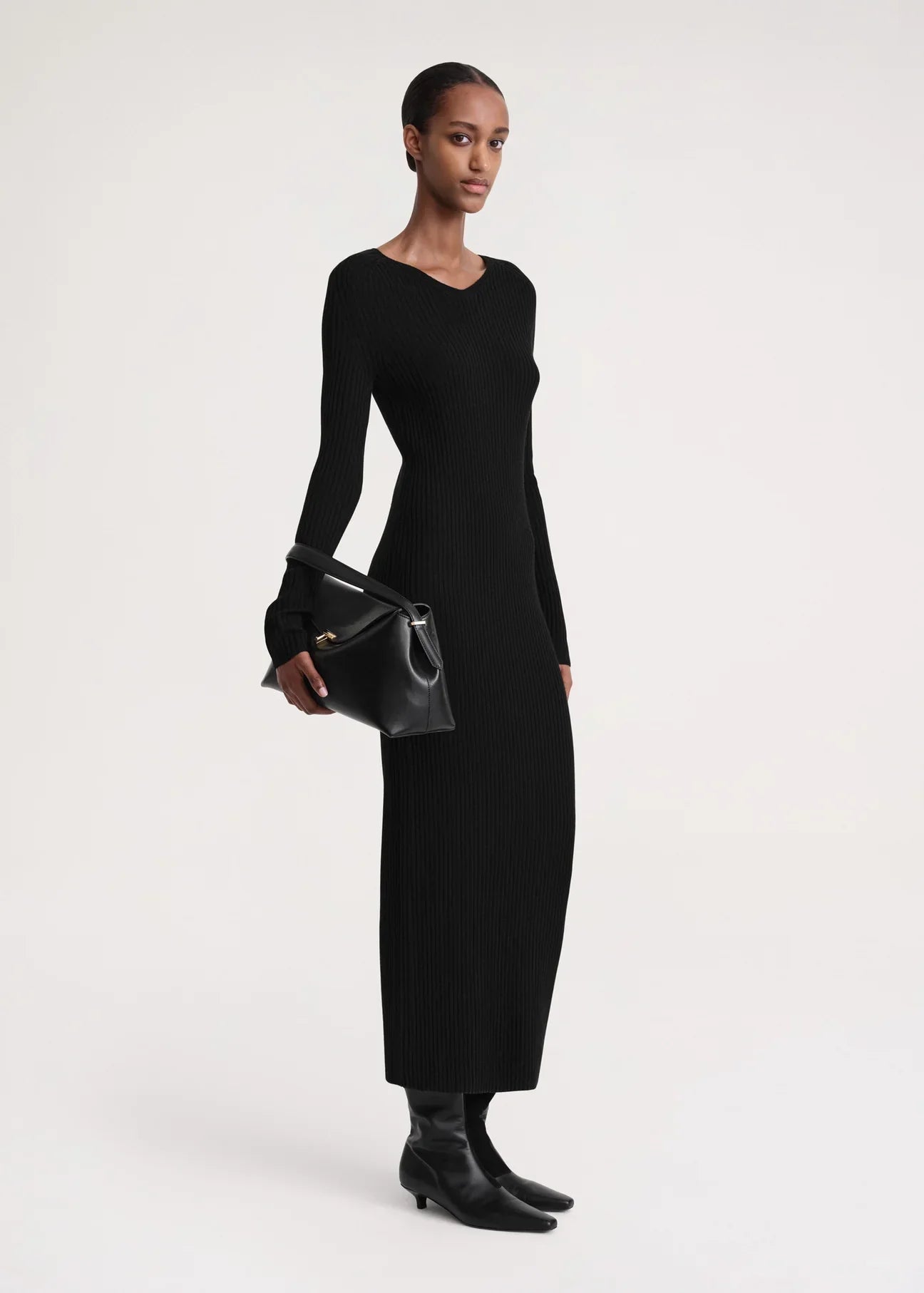 Ttm Ribbed Merino Maxi Dress