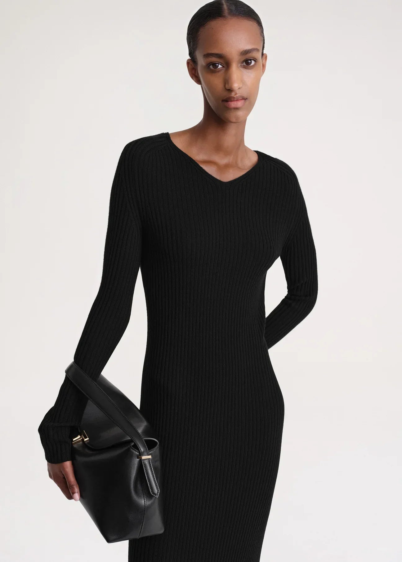 Ttm Ribbed Merino Maxi Dress