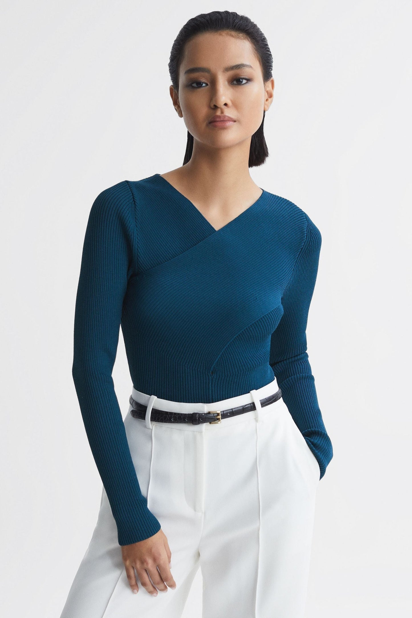 Rss Heidi Knitted Wrap Long Sleeve Top