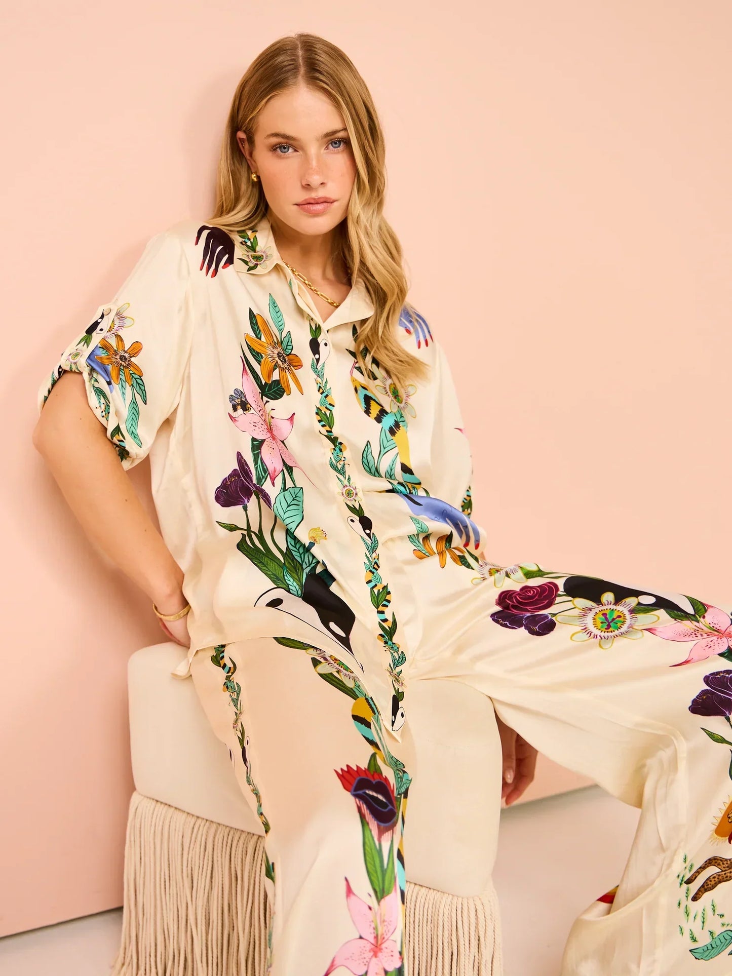 Alms Meagan Silk Shirt & Pant Set