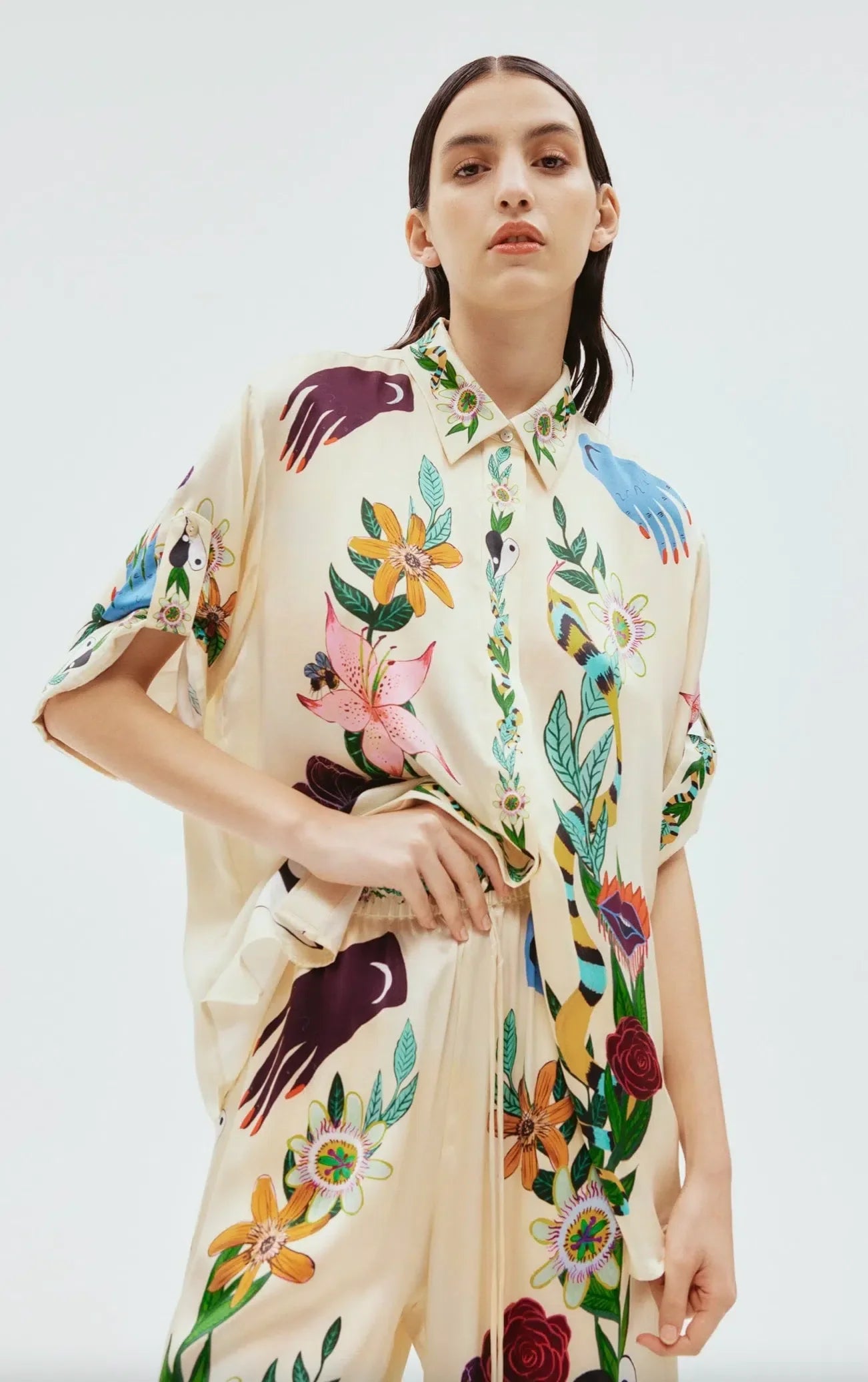 Alms Meagan Silk Shirt & Pant Set