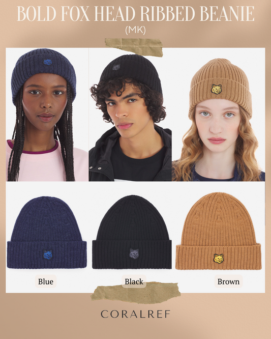 MK Bold Fox Head Ribbed Beanie