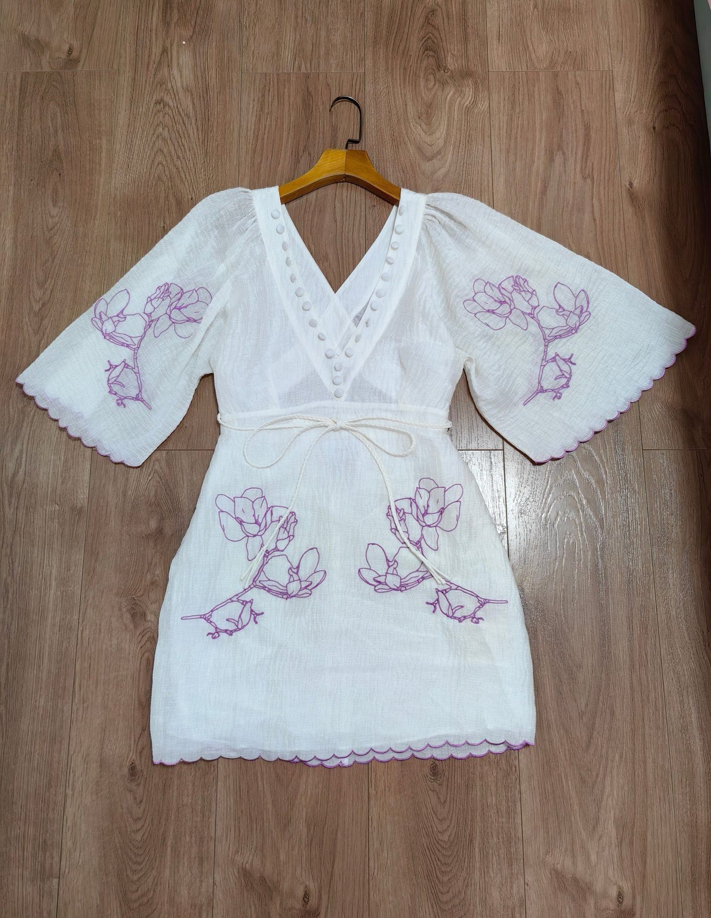 Jsln Embroidered Mini Dress with Open Back